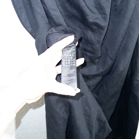 NWT All Saints Black Ludo Linen & Cotton Open Back Midi Dress Size 6 - Picture 10 of 10